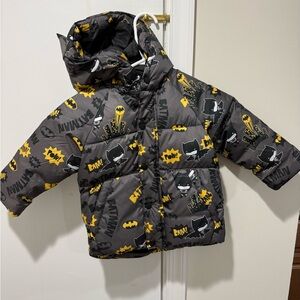 Zara Kids Batman Puffer Jacket - Gray and Yellow